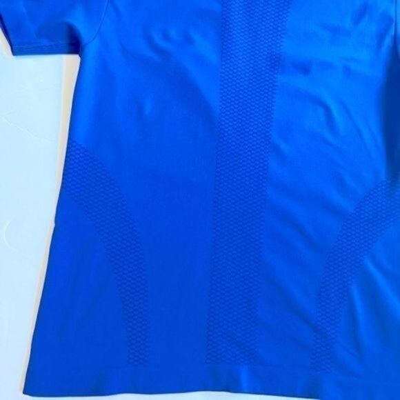 Jockey Women activewear checkered print top/t-shirt M foul blue short sleeves - Picture 7 of 9